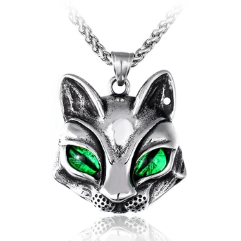 Personalitate Oțel Inoxidabil Fox Pandantiv Colier pentru Barbati Femei GothicPunk Petrecere Diavolul Ochi de Pisica Animal Colier Bijuterii Hip Hop
