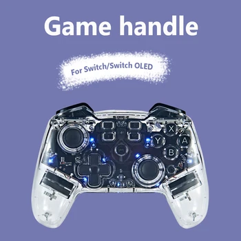 Controler de Joc fără fir cu TURBO Wireless Gamepad Joystick-ul Transparent cu 6 axe Gyro pentru Comutator/Întrerupător OLED Consola
