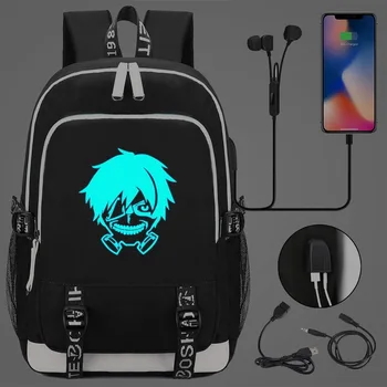 Anime Tokyo Ghoul Cosplay Oxford Luminos Rucsac USB Port de Încărcare Elevi Sac de Călătorie Laptop Rucsac Cadouri de Moda