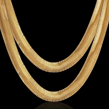 8mm Plat Șarpe Os Lanț Colier pentru Bărbați Aur Galben de Culoare Moda Clasic Clavicula Colier Bijuterii de 60cm lungime