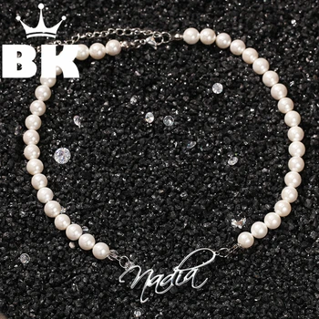 Runda Pearl de Arta Personalizate Font Zircon Miami colier pentru femei Multi strat simulat bijuterii perla Scoica de perle colier