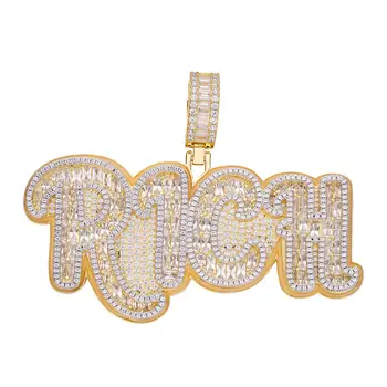 Iced Out Personalizat CZ Diamant Scrisoare Bogat Charm Pandantiv Moda Hip Hop Colier Bijuterii Personalizate Scrisoare Pandantiv