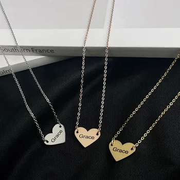 Personalizat Inima Numele Colier pentru Femei Personalizate din Oțel Inoxidabil, Bijuterii Gravate cu Litere de Aur Cravată Coliere cadouri de Craciun