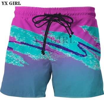 YX FATA Picătură de transport maritim 2018 Noua Moda de vară pentru Bărbați pantaloni Scurți 90 de Corali Și Violet Ceașcă de Hârtie de Imprimare 3D Bărbați femei casual pantaloni scurți