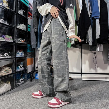 YASUGUOJI Largi de Camuflaj Pantaloni pentru Barbati Kaki Pantaloni Cargo de sex Masculin Epocă Liber Casual de Toamna Japoneză Streetwear Hip Hop