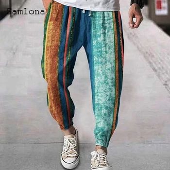 2022 Vara Barbati de Buzunar Design Lenjerie Pantaloni Casual Cordon Liber Dungi Imprimate Pantaloni Plus Dimensiune Mens Mozaic de Trening