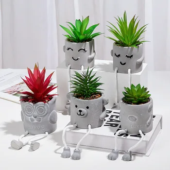 Emoticoane Drăguț Artificiale Plante Verzi Bonsai Artificial Artificială În Ghiveci Plante Cu Flori Artificiale De Interior Pentru Desktop Decoratiuni