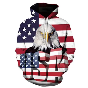 Noi de Primăvară și de Toamnă 3D Imprimate Sport Hoodie Steag American Eagle Tineresc Tricoul Harajuku Hip-hop Street Hanorac.