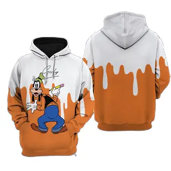 Goofy Câine Portocaliu Vopsea Desene animate Disney Grafic 3D Hoodie Zip Hoodie