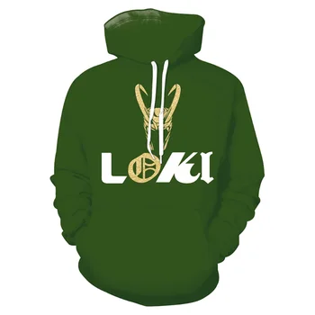 Loki Cosplay de Imprimare 3D Gluga Hanorac Adult Pulover Tricoul Sacou Haina Verde Loki Hoodie