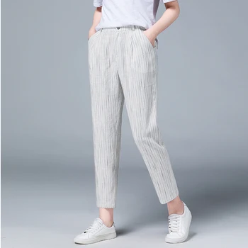 Glezna Lungime Pantaloni Femei Stil Casual, Țesătură De Amestec De Mijlocul Talie Buzunare Full Lungime Pantaloni Simplu De Design De Moda Noua