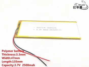 2 buc 3.7 V 2500mAH 3347135 (polimer litiu-ion baterie) Li-ion baterie pentru tableta pc de 7 inch, 8 inch JUCĂRIE,POWER BANK,GPS,mp3,mp4