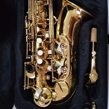 De aur E-ton profesional saxofon Alto original unu la unu 82Z structura din alama placat cu aur alto sax cant la instrument