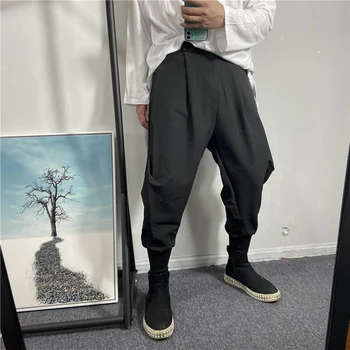 2021 toamna barbati e simplu, pur, negru ușor rupt de mic piciorul Harlan pantaloni versiunea coreeană versatil picioare pantaloni casual general