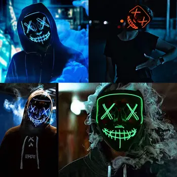 Petrecere De Halloween Masca Mascaradă Măști Neon Maske Lumina Să Strălucească În Întuneric Groază Masca Stralucitoare Mască De Culoare Mixt, Masca Led Masca