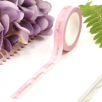 Nou 1 BUC 10mm*10m Folie Dată pe Săptămână de Zile Roz Decorative Bandă Washi Scrapbooking Bandă de Mascare Școală Birou Aprovizionare washi autocolant