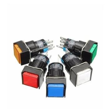 1 BUC 16mm Push Buton momentarySelf-Lock de Blocare Comutator Square LED LightDC6V DC12V DC24V AC220V