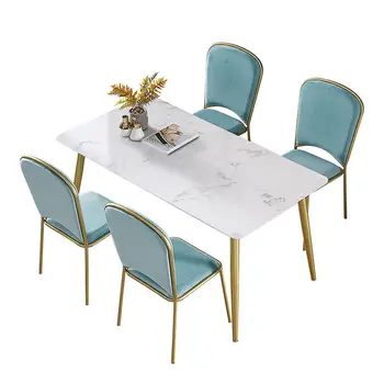 Stil Nordic marbledining masă și scaun combinație mic apartament modern dreptunghiular simplu casual masa طاولة قهوة
