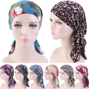 2020 NOUA Moda Femei Flori Musulman Zburli Cancer Chimioterapie Pălărie Beanie Esarfa, Turban Cap Înfășurați Cap Imprimate articole pentru acoperirea capului Doamna Pălării Noi