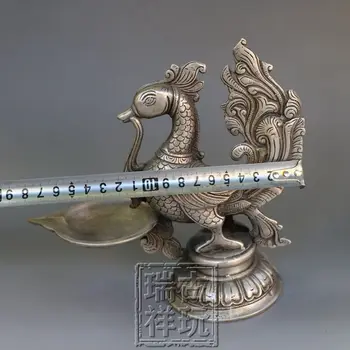 Vintage Argint Tibetan Phoenix Statuie Sfeșnic sfeșnic Norocos Phoenix Statuar