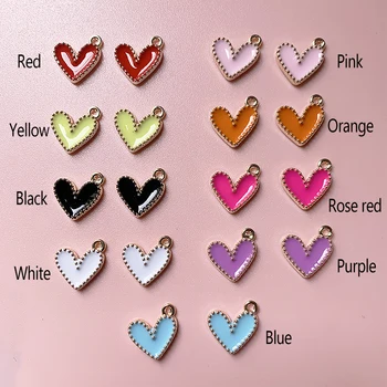 Moda 50pcs/lot 13.5 mm Smalt Colorat Mic Pandantiv Inima Farmecele DIY Cercei Pentru a Face Bijuterii Accesorii