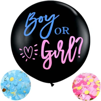 50sets 36 inch pe Băiat sau Fată Balon de Latex Negru Ballon cu Confetti Gen Dezvăluie Globos Petrecere Copil de Dus Decor