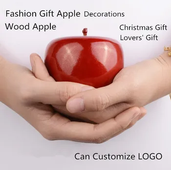 2018 Rosu/Galben Din Lemn Cadou Apple Decoratiuni Moda Norocos Crăciun Apple Cadou De Nunta De Decorare Iubitorii' Zi Prezent T036