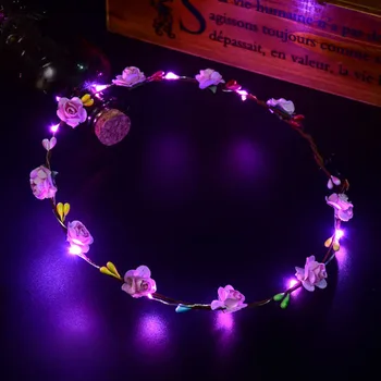 50pcs Colorat Intermitent LED Flori cu Bandă de susținere Aprinde Florale de Păr Garland Ghirlandă de Nunta Femei Fată Accesorii de Par ZA4547