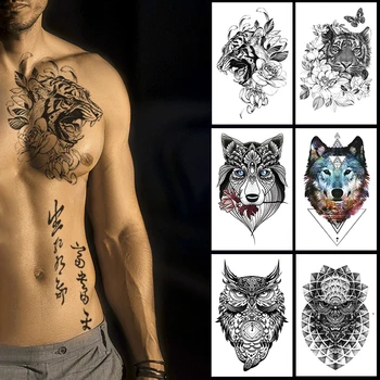Impermeabil Tatuaj Temporar wolf totem tiger Fals Tatuaj Flash Tatuaj Body Art, Braț, Umăr Piept Autocolant Tatuaj pentru femei barbati