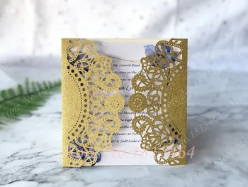 50pcs de Lux sclipici hârtie carte de invitație cu laser de lux flori tăiate personaliza banchet de nuntă eveniment felicitare favoare