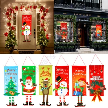 Noel În Aer Liber, Ușă Decor Acasă Magazin Navidad 2020 Ornament Crăciun Fericit An Nou Fericit 2021 Pridvor Banner Agățat De Crăciun Decorare