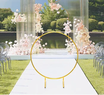 Nunta recuzită mare de fier galvanizat inel arc de fundal cu un singur pol arc de flori poarta în aer liber, gazon, flori de nunta poarta raft