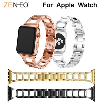 Moda Stras watchband potrivit Pentru Apple Watch Band Seria 4 3 2 1 44mm 40mm 38mm 42mm Pentru iWatch Brățară de Metal Curea