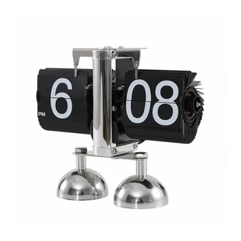 Solzi Mici Flip-Ceas De Birou Vintage Camera De Zi De Decorare Acasă Automat Pagina De Cotitură Ceas Din Oțel Inoxidabil Dublu Picior Ceas