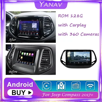 Radio auto cu Sistem Android de Navigare GPS Pentru Jeep Compass 2017+ Receptor Stereo Audio Video Player Multimedia cu 360 de Camere