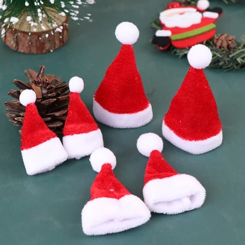 2 buc/SET casă de Păpuși în Miniatură Crăciun Moș Crăciun Pălărie Papusa Red Hat Xmas Decor Acasă pentru Festival Petrecere de Crăciun