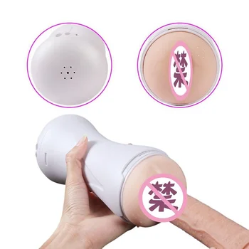 Realist Vagin Masturbarea Cupa Vibrator de Încărcare USB Persoană Voce Vibrații Aeronave Cupa Jucarii Sexuale pentru Bărbat Masturbator