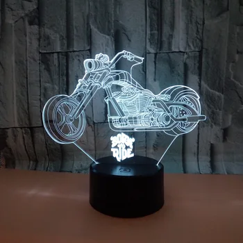 Noi cu Motociclete 3d Lampă 7 culori Led 3d Deco Lampa sGradual Touch Control de la Distanță Creative 3d Led Mică Lampă de Masă