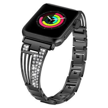 Bine Adancit-out Diamond Fashion Curea pentru Apple Watch Band Serie SE/6/5/4/3/2 Bijuterii din Oțel Brățară pentru iWatch 44/40/38/42MM