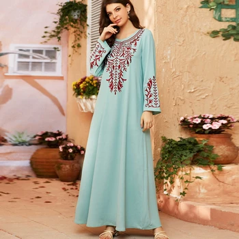 Wepbel Eid Musulman Ramadan Islamic Abaya Imbracaminte Femei Florale Brodate Rochie Djellaba Turcia Caftan Liber Leagăn Mare Abaya