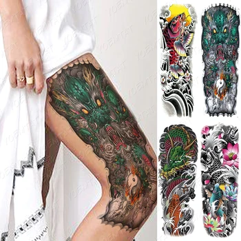 Rezistent La Apa Temporar Brat Autocolante Tatuaj Cerneală Koi Wave Dragon Lotus Totem Flash Tatuaj Corpul Feminin Art Fals Maneci Tatuaj De Sex Masculin