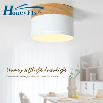 HoneyFly CONDUSE de Plafon Lumina la fața Locului 3W 5W AC110-240V Corpuri de Iluminat din Aluminiu, Lemn corp de Iluminat Modern din Lemn de Lumină Vie