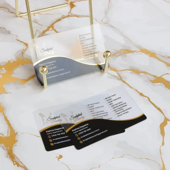 Personaliza logo-ul de imprimare PVC card clar transparent carte de afaceri de lux metalic folie de aur carduri de plastic