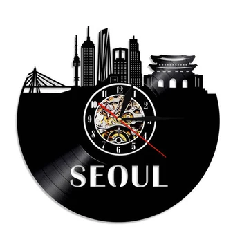 Seul Orizontul Artei Decorative Ceas De Perete Cu Design Modern Coreea De Capital Urbanism Disc De Vinil De Perete Ceas De Călătorie Unice Cadouri
