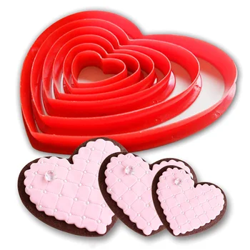 6 Buc Inima În Formă De Tort Mucegai Cookie Cutter Biscuit Fondant De Zahăr Ambarcațiuni De Patiserie Tort De Decorare