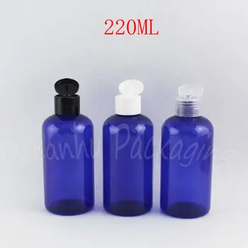 220ML Albastru Umăr Rotund Sticla de Plastic , 220CC Gel de Dus / Lotiune Sub-îmbuteliere , Gol Container Cosmetice ( 24 BUC/Lot )