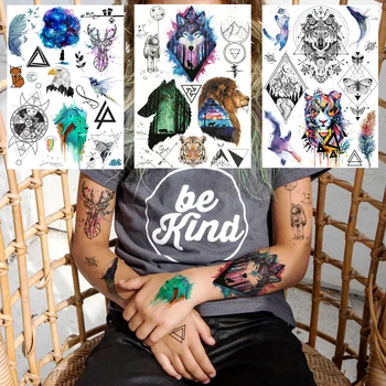 Dreamcatcher Wolf Totem Tiger Tatuaje Temporare Pentru Barbati Femei Copii DIY Spațiu 3D Tatuaj Fals Body Art Mâinile Brațul Pictura Tatuaje