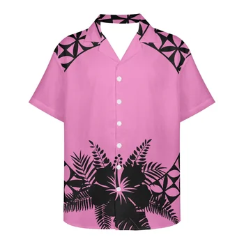 Hawaiian Noi de Vara Gheață Sentiment V-neck Maneca Scurta Tricou Bărbați ' Samoa Hibiscus Imprimare Pieptul Singur Rever Liber Stil Casual
