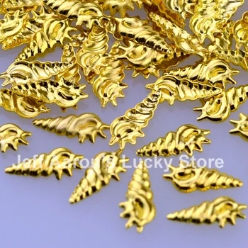 100BUC Frumusete Metalici 3D Nail Art Decor Furnizează Instrumente Aur, Argint Scoici Unghii Shell Știfturi en-Gros
