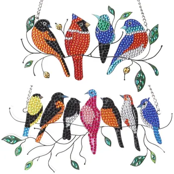 DIY Diamant Pictura Muitcolor Păsări Pandantiv în Formă Specială de Foraj Acasă Geam Acrilic Ornamente Pentru Usa de Perete Acasă Decorare